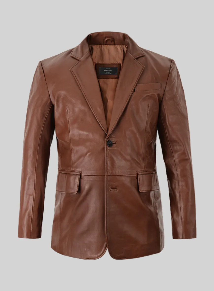 Tan Brown Leather Blazer