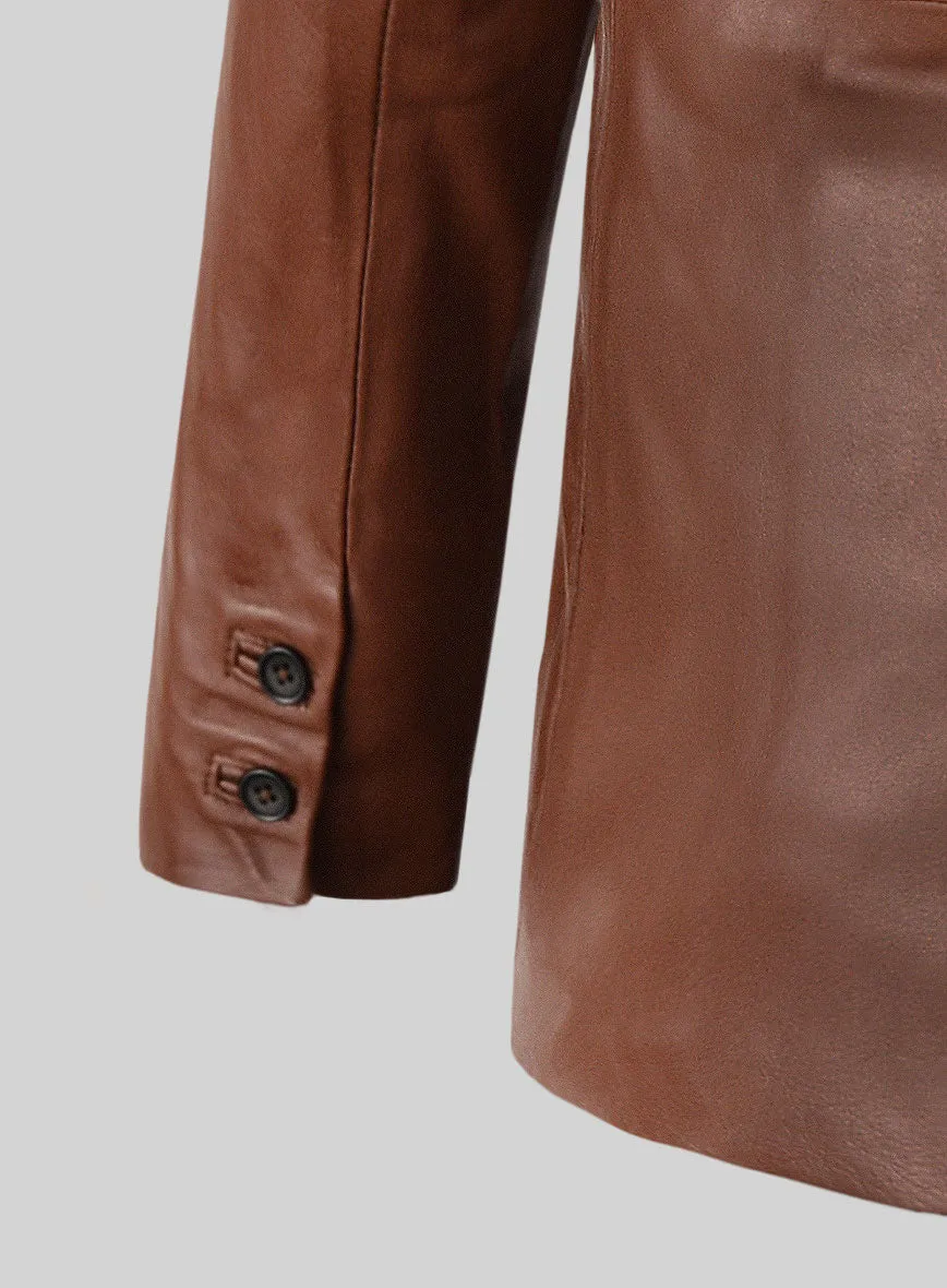 Tan Brown Leather Blazer