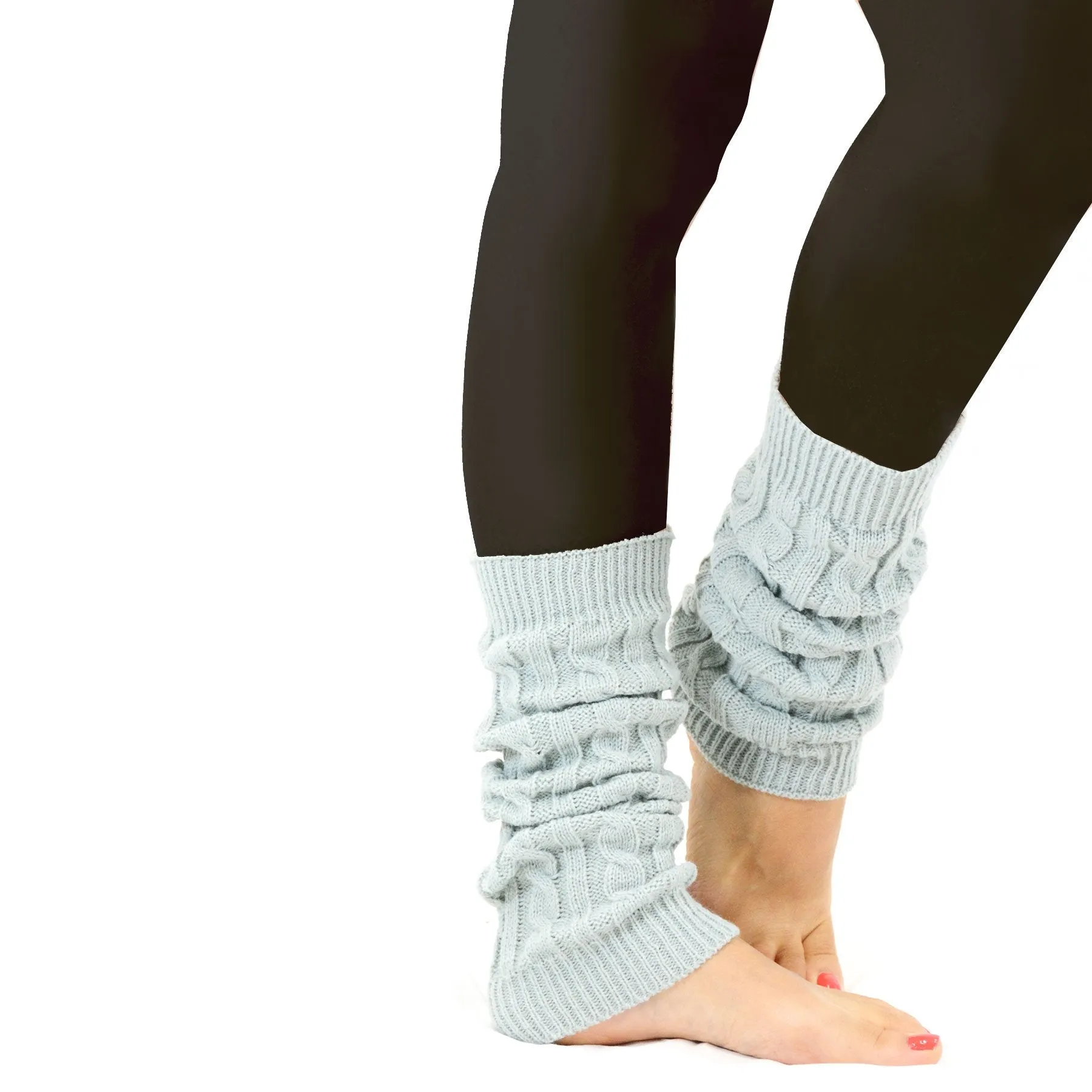 TeeHee Socks Women's Acrylic Leg Warmer Cable Knit with Rib 3-Pack  (Z04)