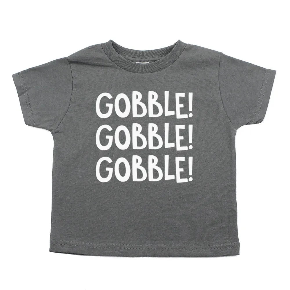 Thanksgiving Multicolored Gobble Toddler Short Sleeve T-Shirt