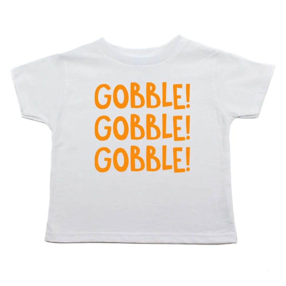 Thanksgiving Multicolored Gobble Toddler Short Sleeve T-Shirt