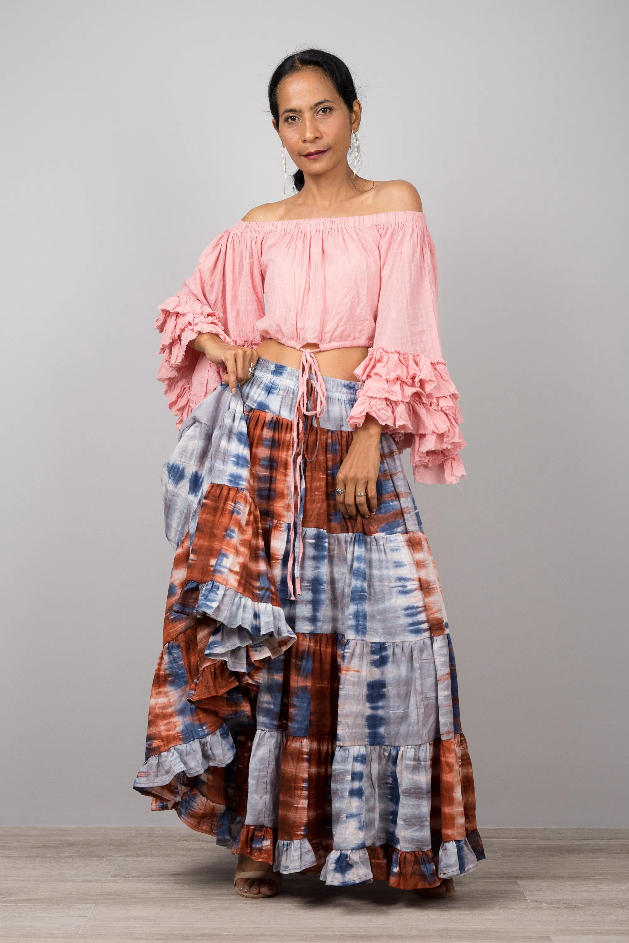 Tiered Long Peasant Skirt - Hippie Skirt