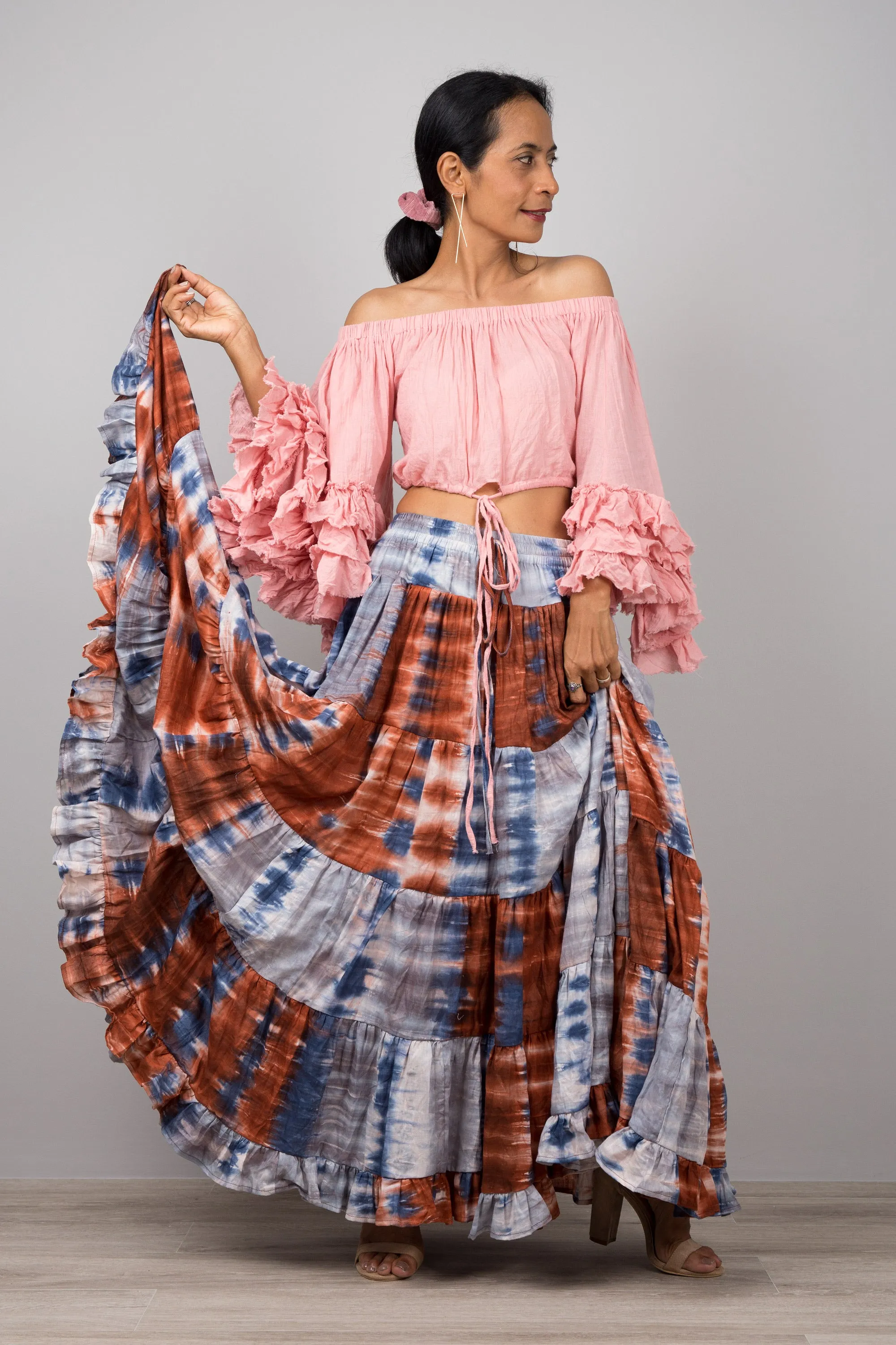 Tiered Long Peasant Skirt - Hippie Skirt