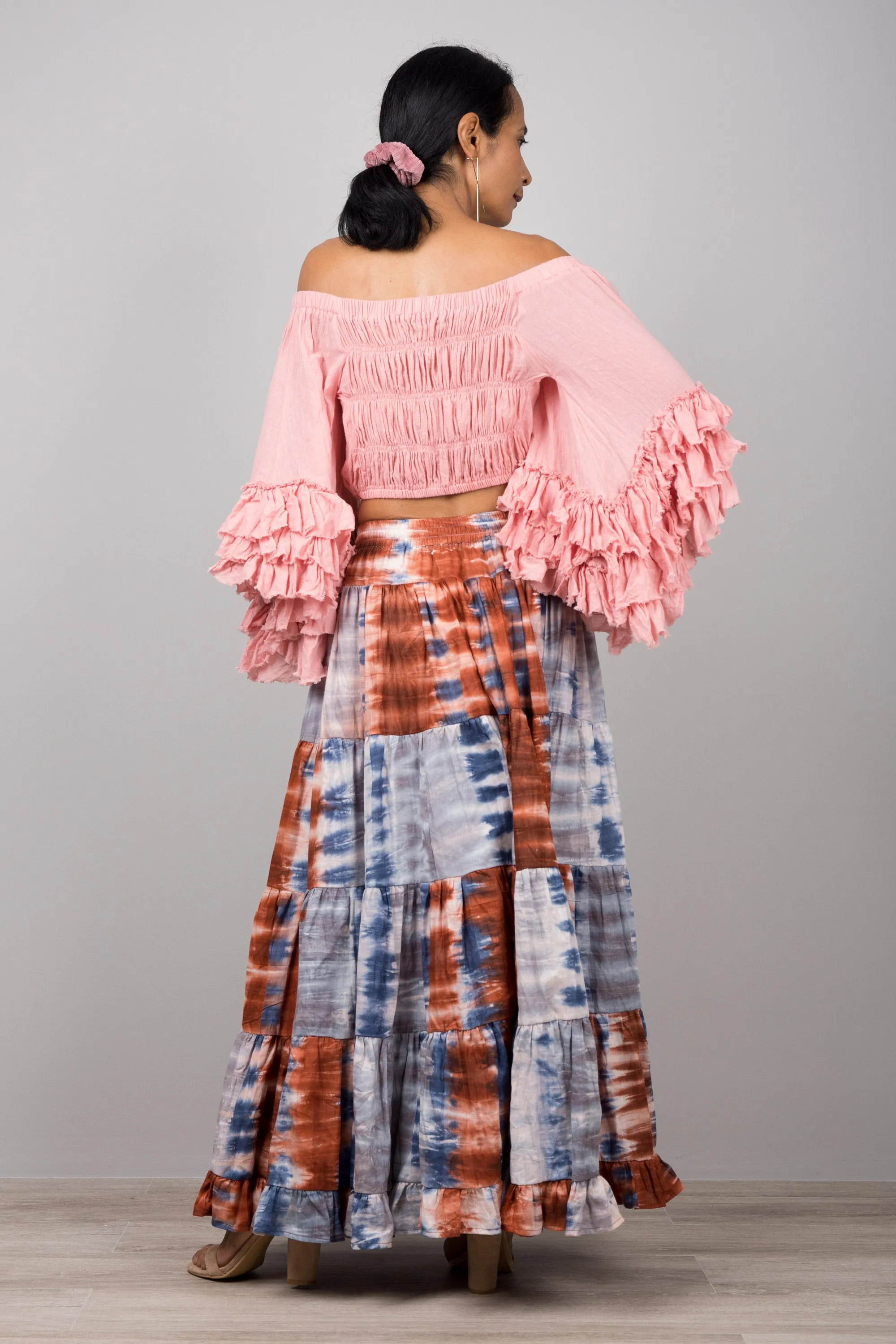 Tiered Long Peasant Skirt - Hippie Skirt