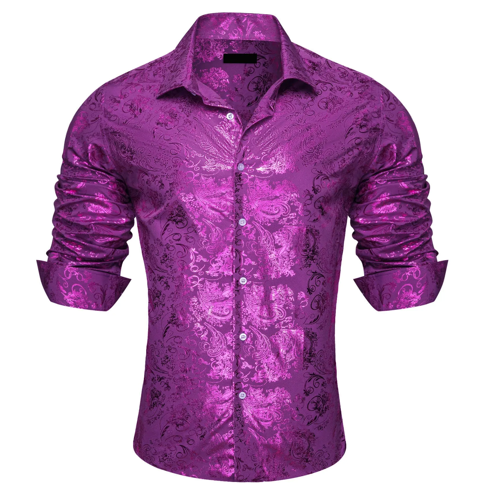 Ties2you Bronzing Shirt Orchid Purple Jacquard Floral Men's Silk Shirt