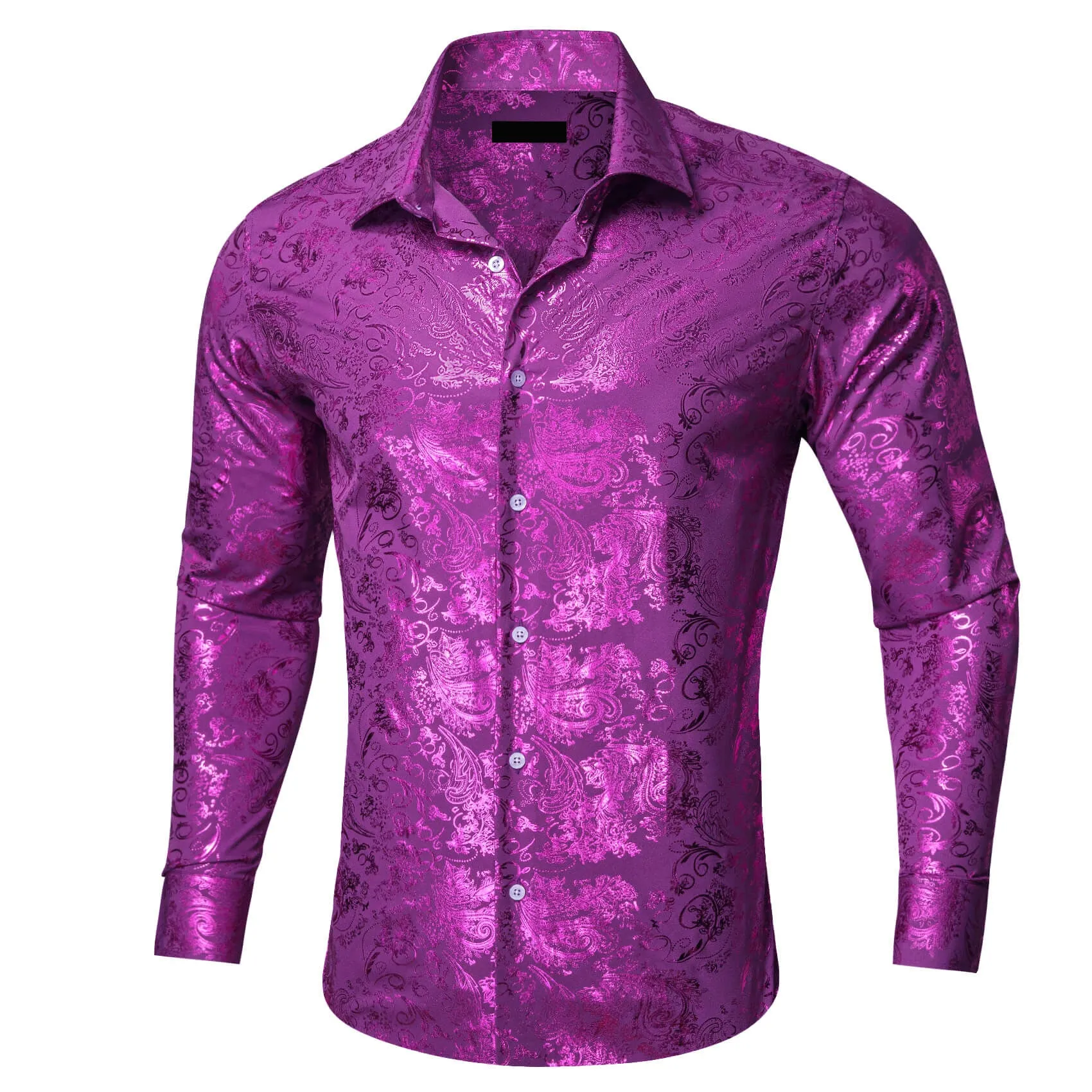 Ties2you Bronzing Shirt Orchid Purple Jacquard Floral Men's Silk Shirt