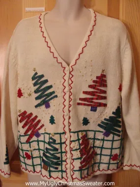 Ugly Christmas Sweater Zig Zag Trees and Snowmen