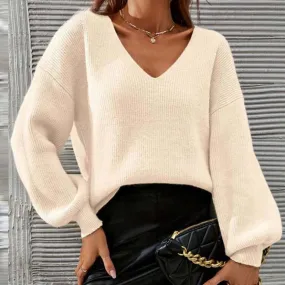 V-neck Long-sleeved Loose Pullover Sweater