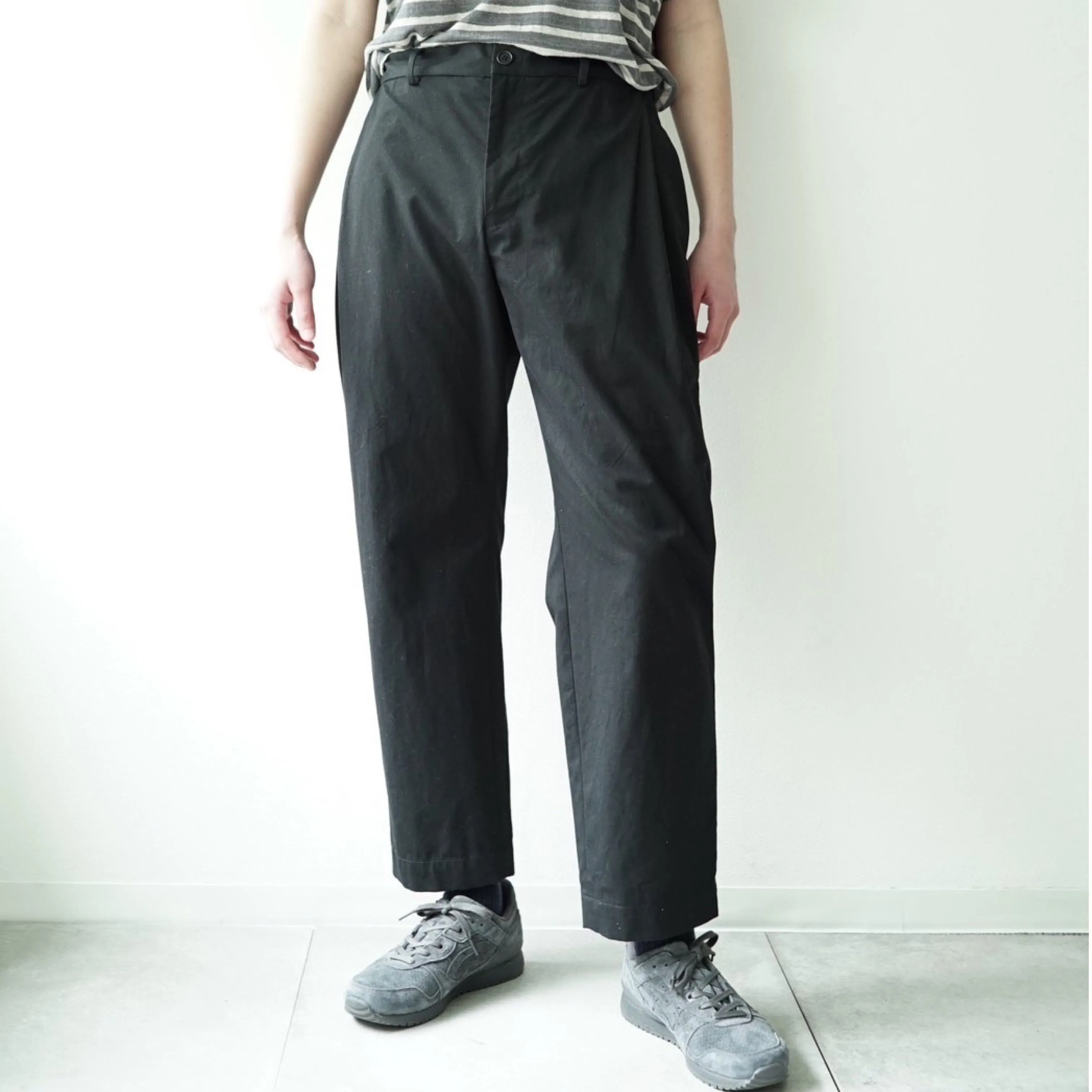 Ventile Cotton Weather Cloth Side Tuck Pants(BLACK)