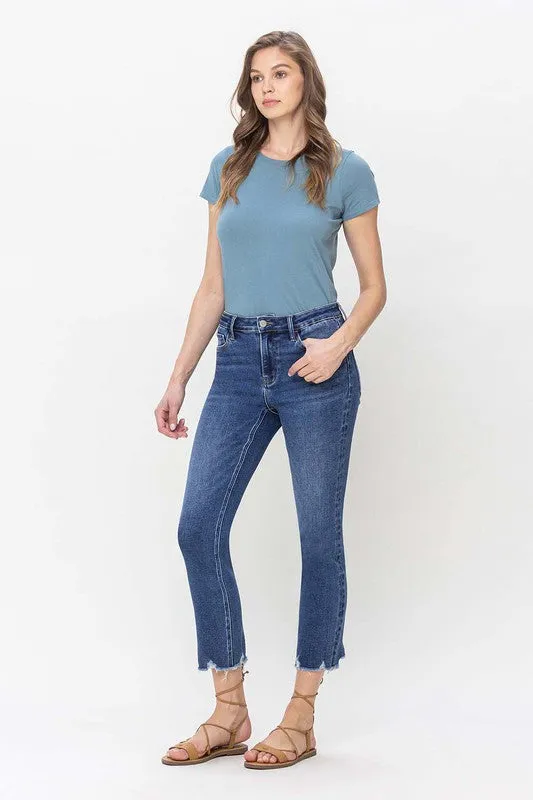 VERVET BY FLYING MONKEY JEANNE HIGH RISE CROP SLIM STRAIGHT JEANS