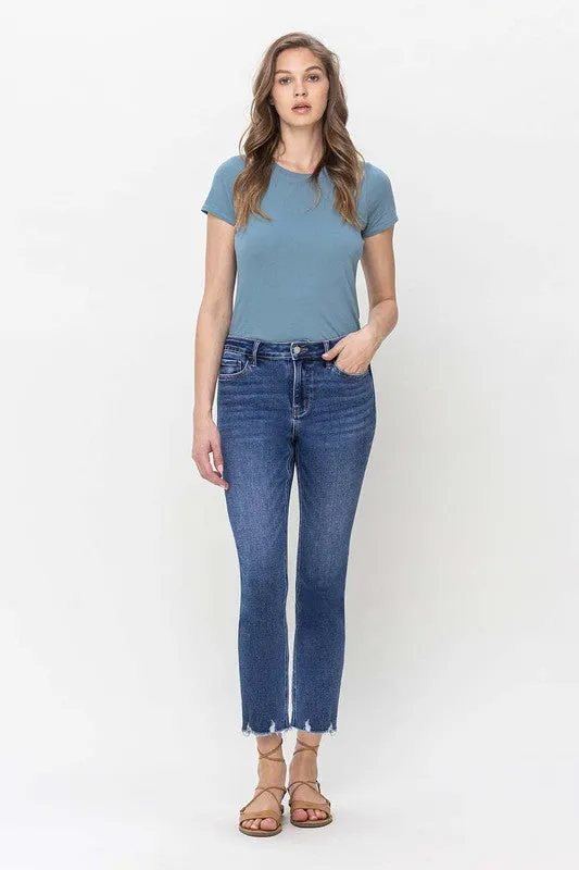 VERVET BY FLYING MONKEY JEANNE HIGH RISE CROP SLIM STRAIGHT JEANS