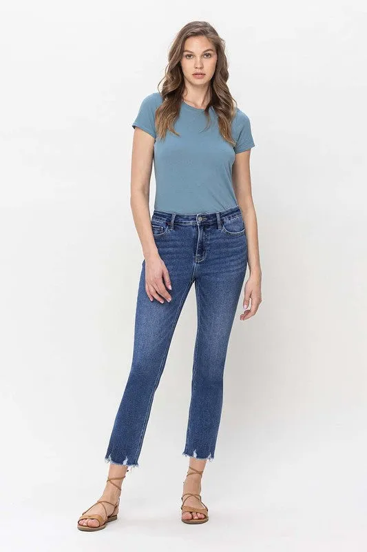 VERVET BY FLYING MONKEY JEANNE HIGH RISE CROP SLIM STRAIGHT JEANS