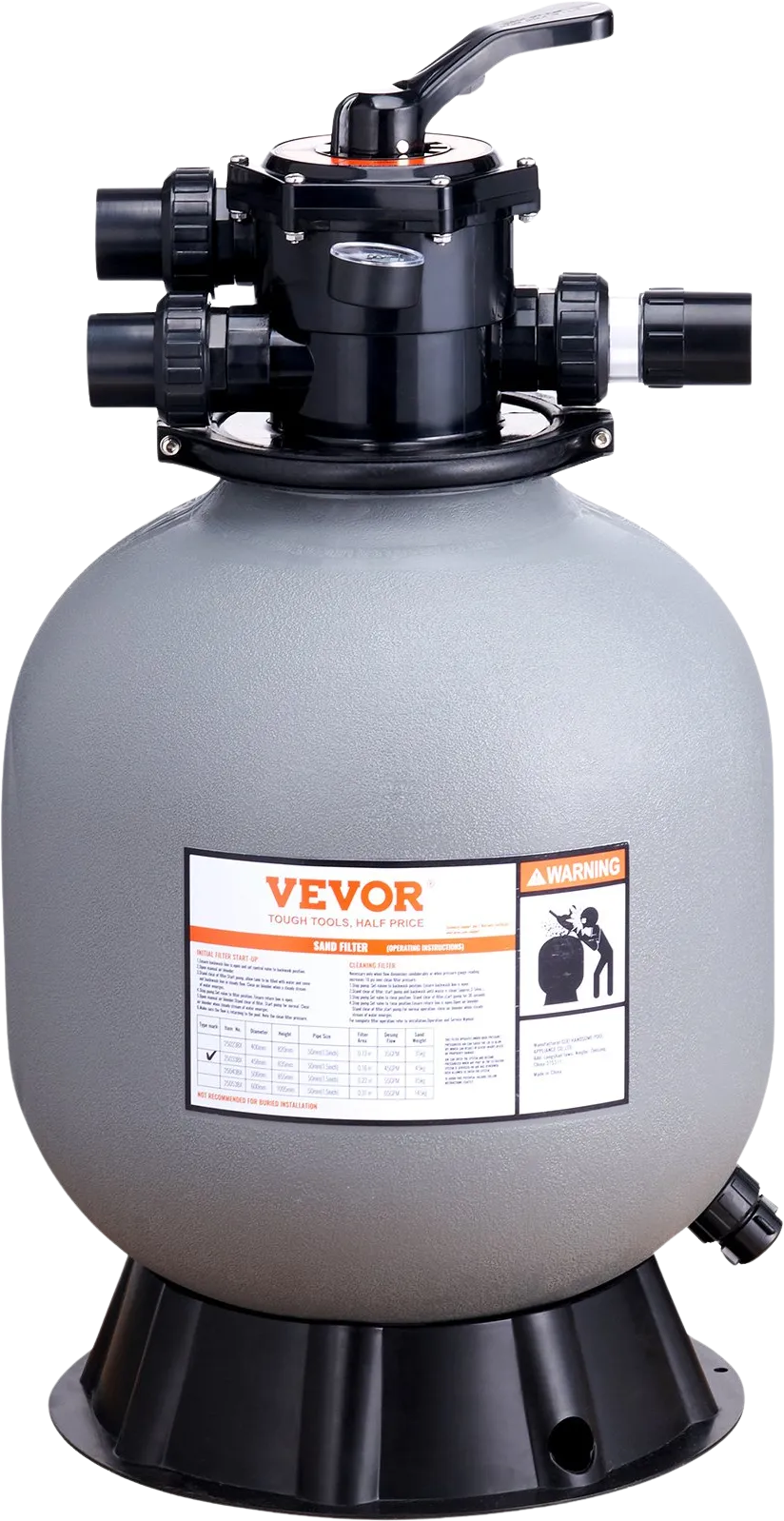 Vevor Sand Filter for Above & Inground Pool 19-inch 45 GPM Flow Rate New