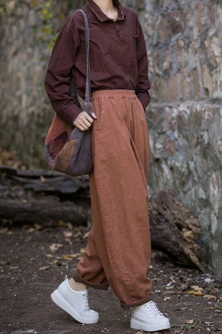 Victoria Cotton Linen Women High Waist Pants