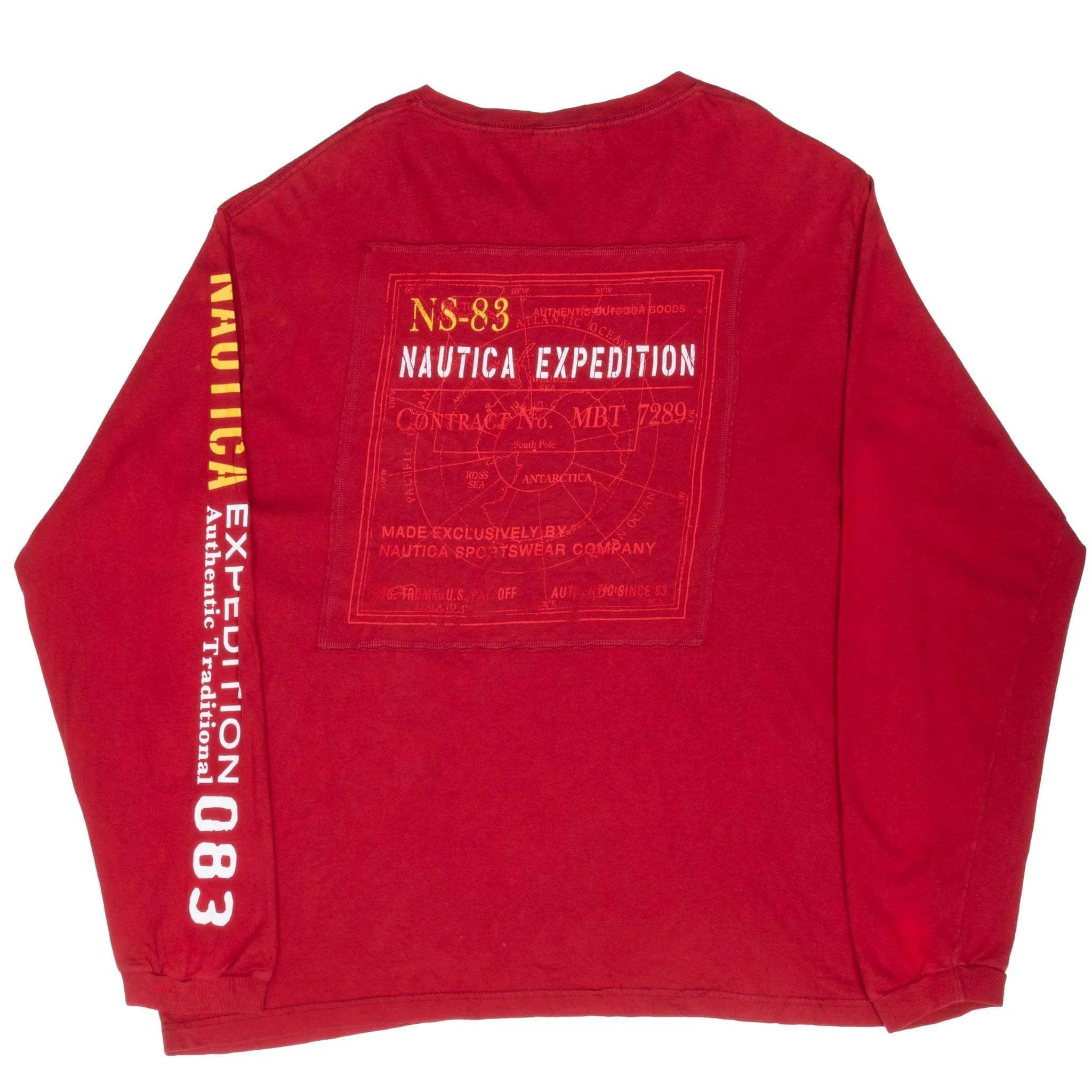 VINTAGE NAUTICA EXPEDITION ANTARCTICA RED LONG SLEEVE TEE SHIRT 2000S XL