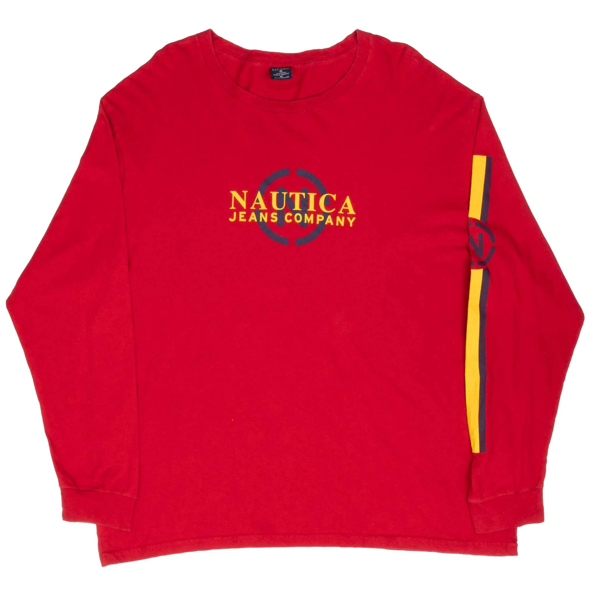 VINTAGE NAUTICA JEANS RED LONG SLEEVE TEE SHIRT 2000S XL