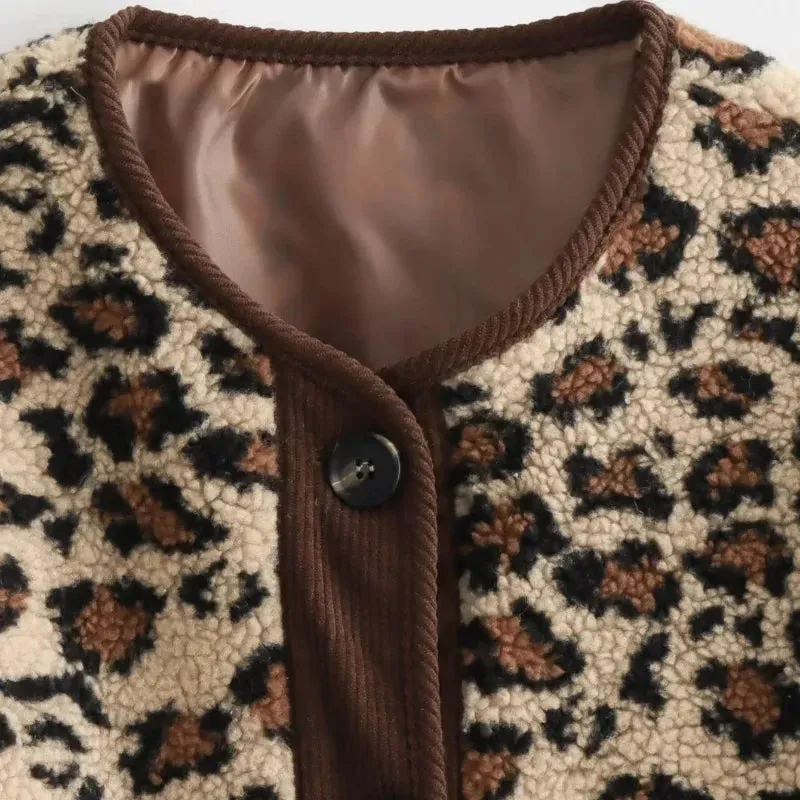 Warm Chic Leopard Print Single Breasted Jacket