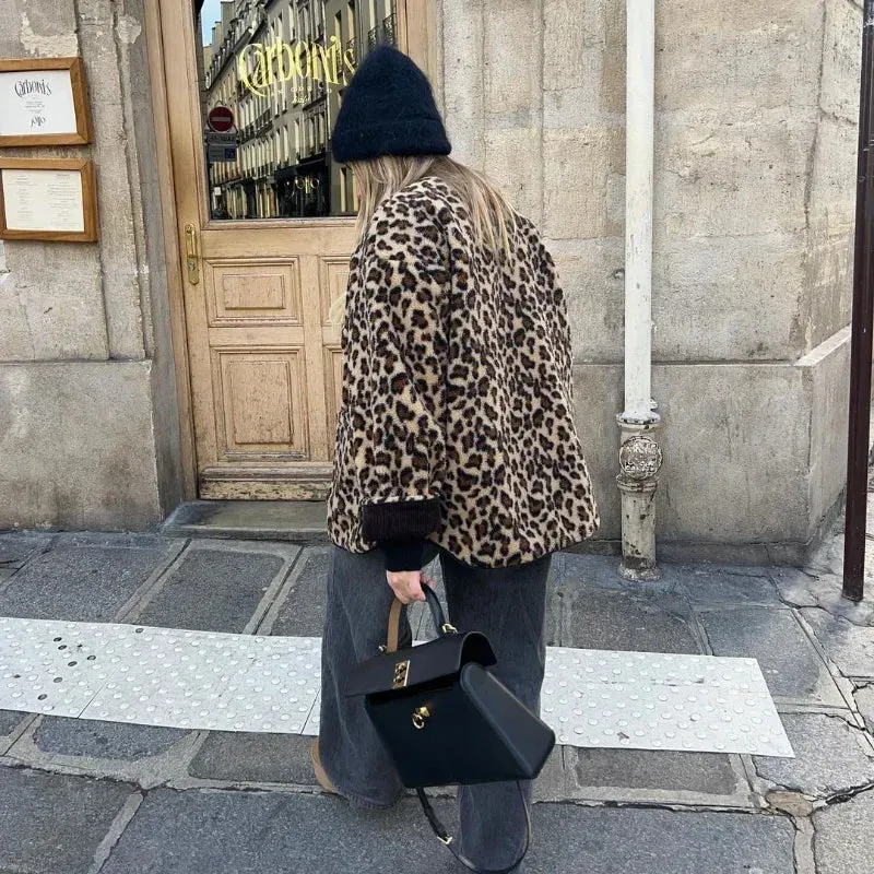 Warm Chic Leopard Print Single Breasted Jacket