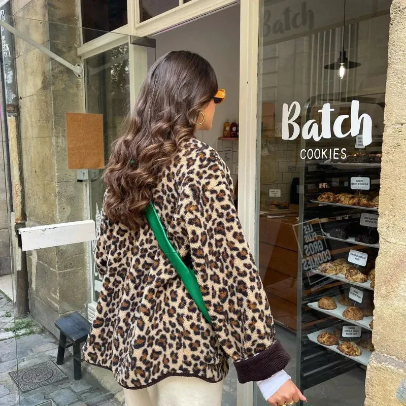 Warm Chic Leopard Print Single Breasted Jacket