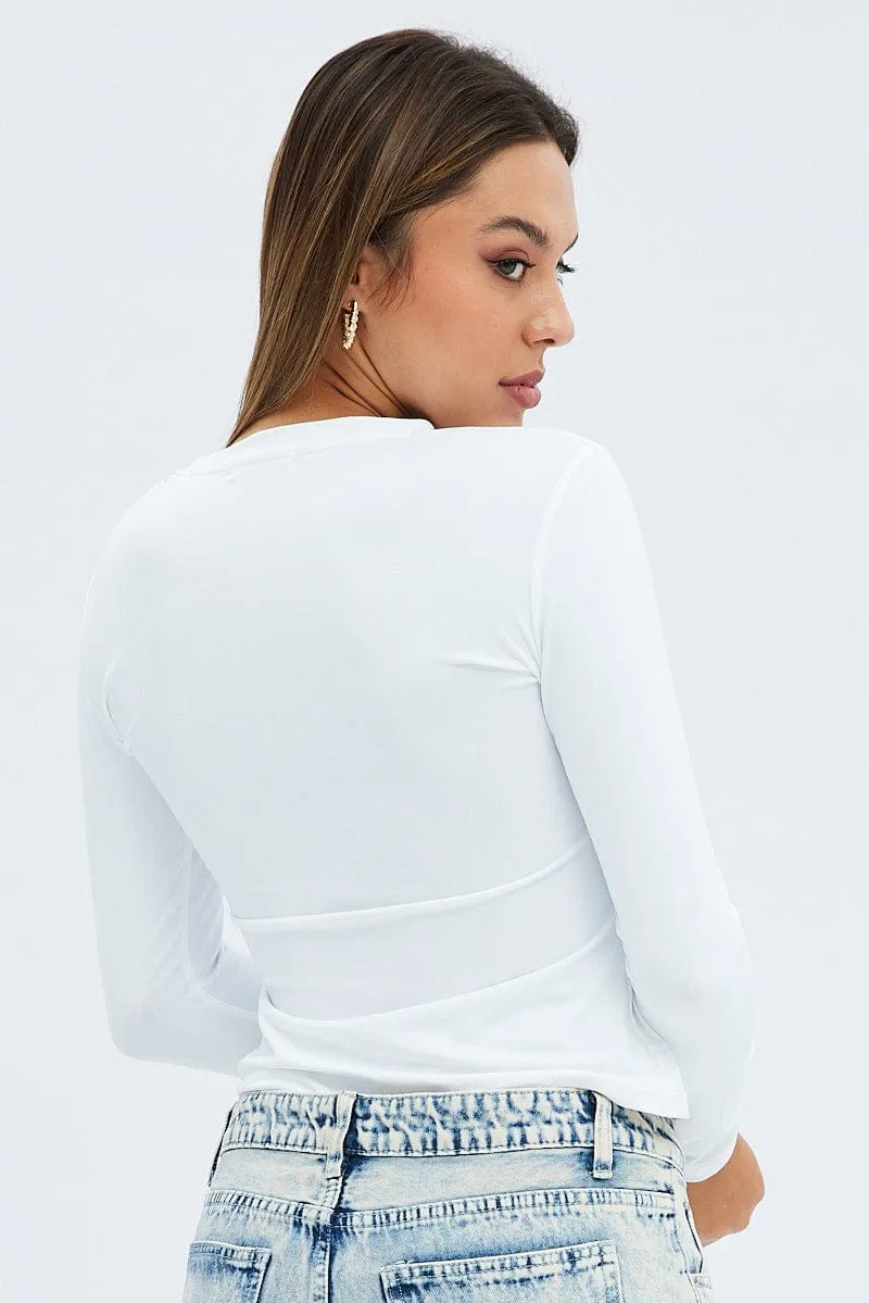 White Supersoft Top Long Sleeve Round Neck