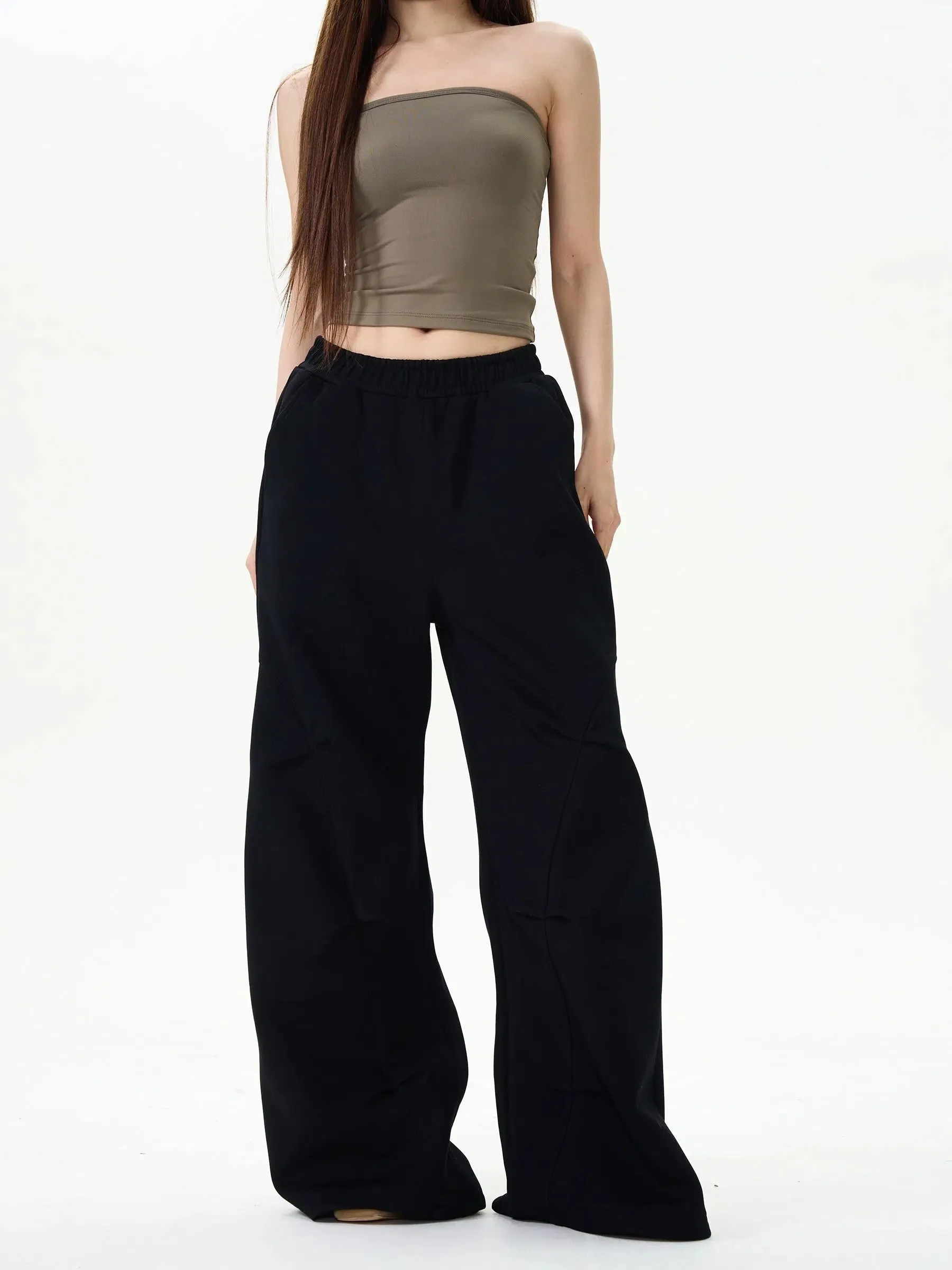 Wide-Leg Fleece-Trim Pants