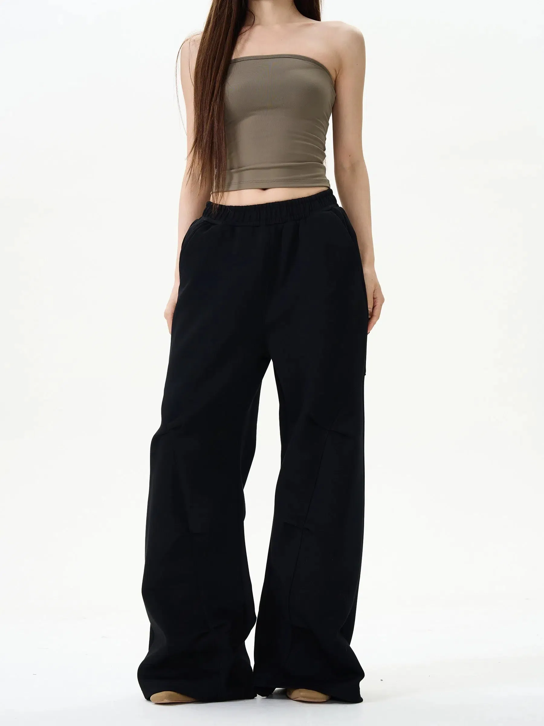 Wide-Leg Fleece-Trim Pants