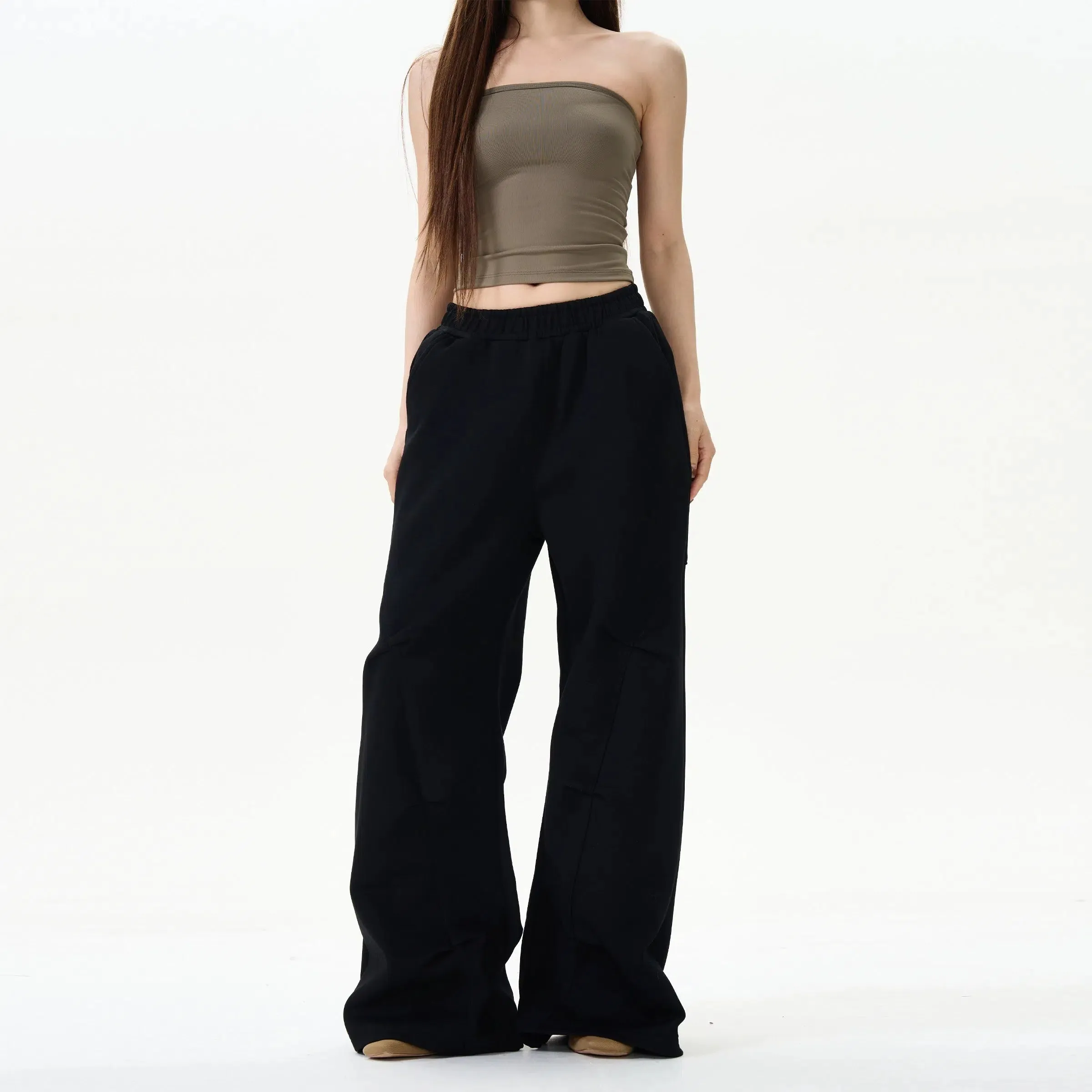 Wide-Leg Fleece-Trim Pants