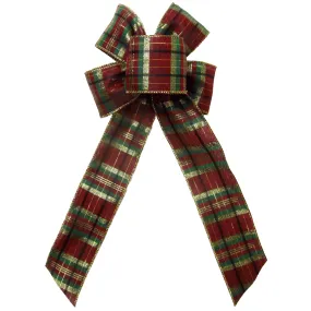 Wired Burgundy Plaid Bow (2.5"ribbon~6"Wx10"L)