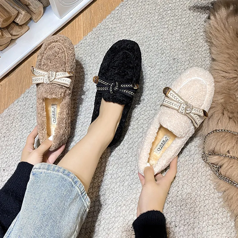 Women Fashion Casual Soft Flat Fur Shoes