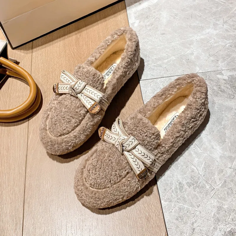 Women Fashion Casual Soft Flat Fur Shoes