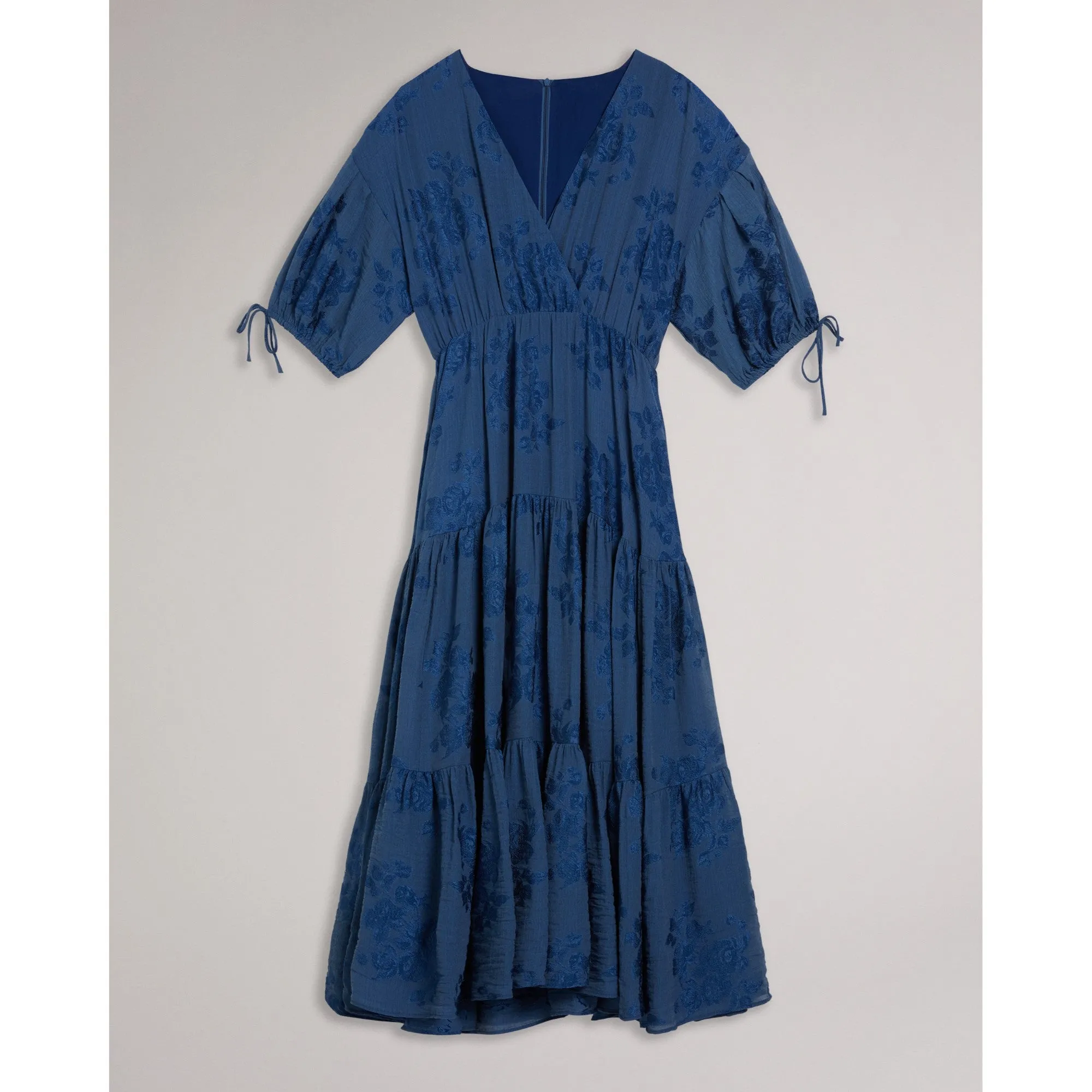 Women Wmd-Zilda-Puff Sleeve Midi With Fixed Wrap Front - Blue