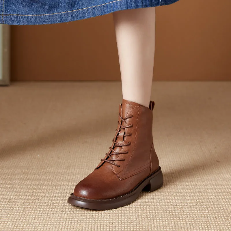 Women's Casual Lace-up Non-Slip Ankle Short Boots