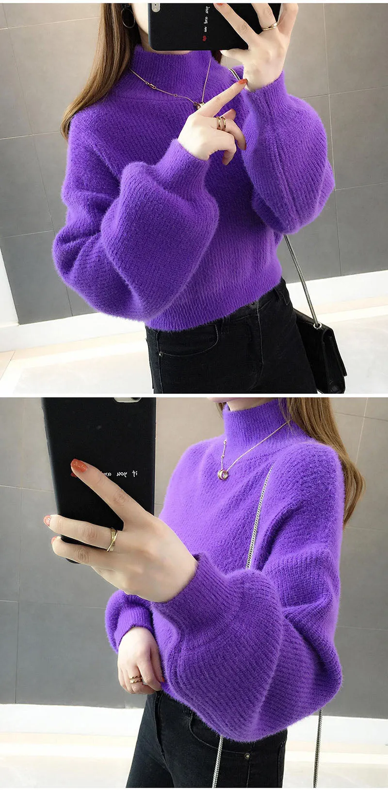 Women's Fashion Thick Mohair Sweaters Loose-fitting - WM0132