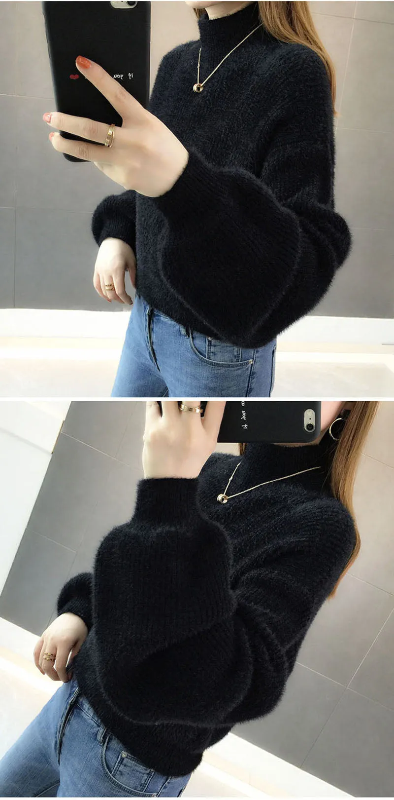 Women's Fashion Thick Mohair Sweaters Loose-fitting - WM0132