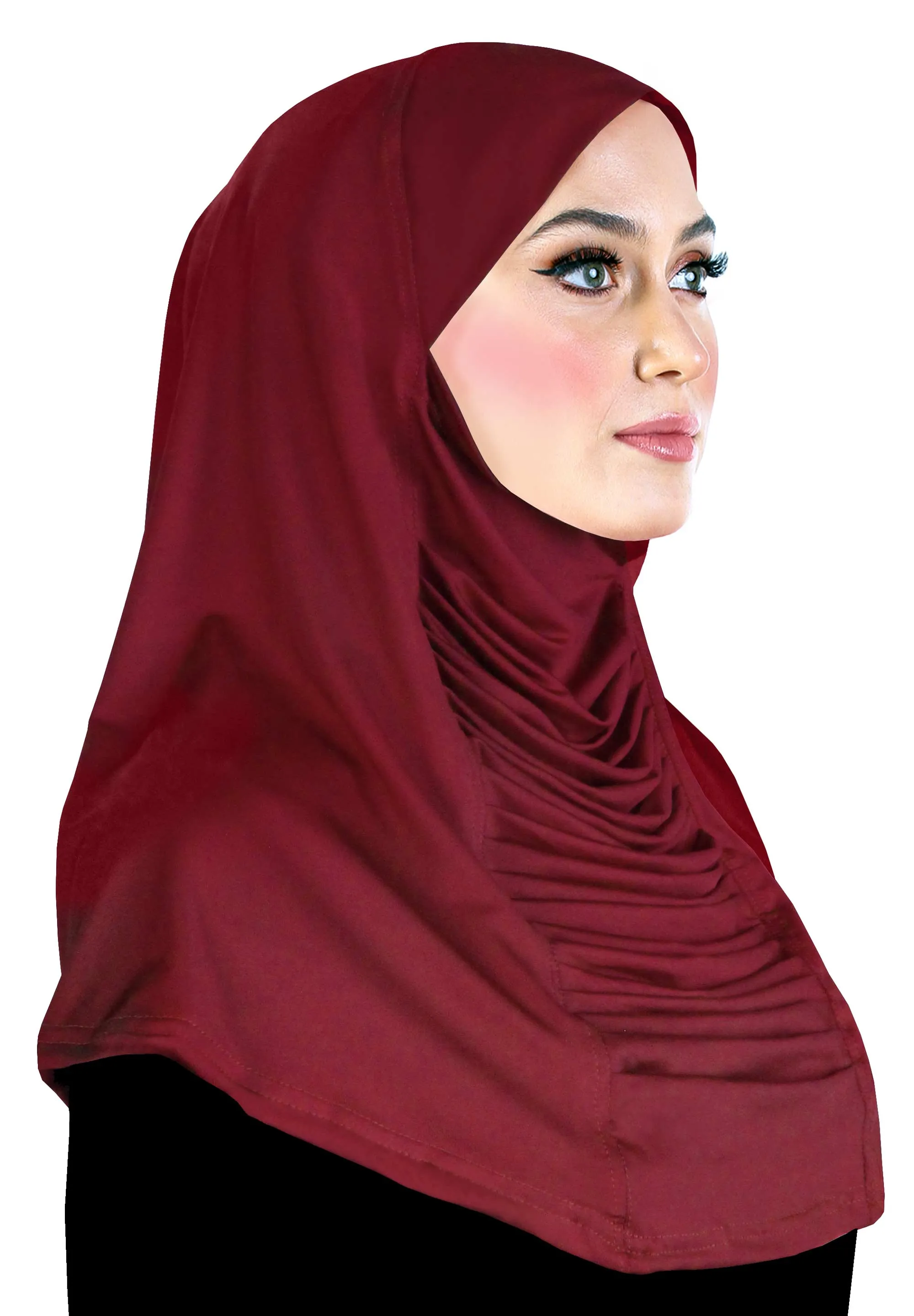 Women's Hijab 1 piece Lycra Amiras Ruched Cascade Large Headscarf