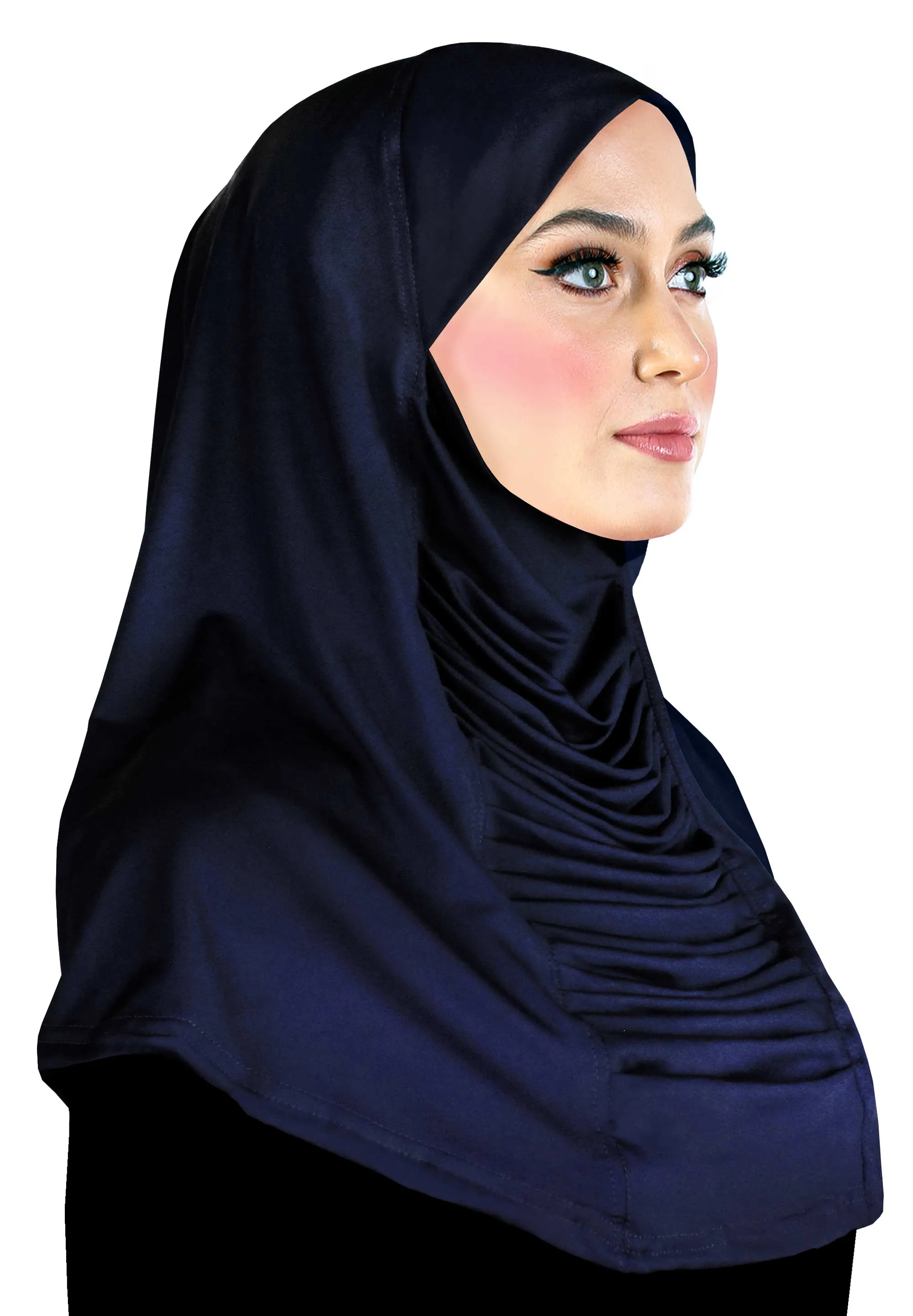 Women's Hijab 1 piece Lycra Amiras Ruched Cascade Large Headscarf