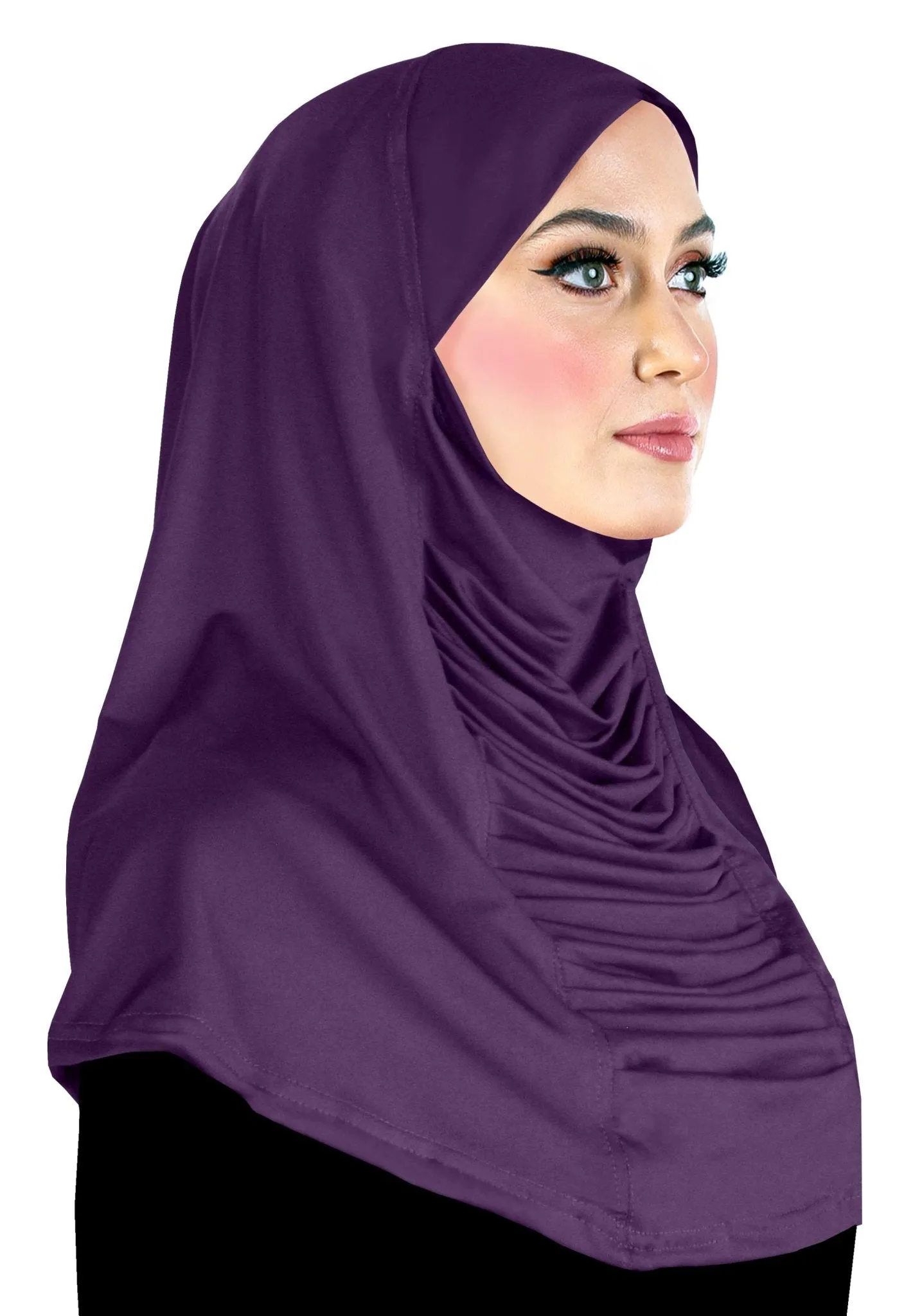 Women's Hijab 1 piece Lycra Amiras Ruched Cascade Large Headscarf