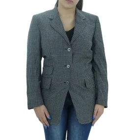 Women's Tartan Classic-Fit Blazer,Navy