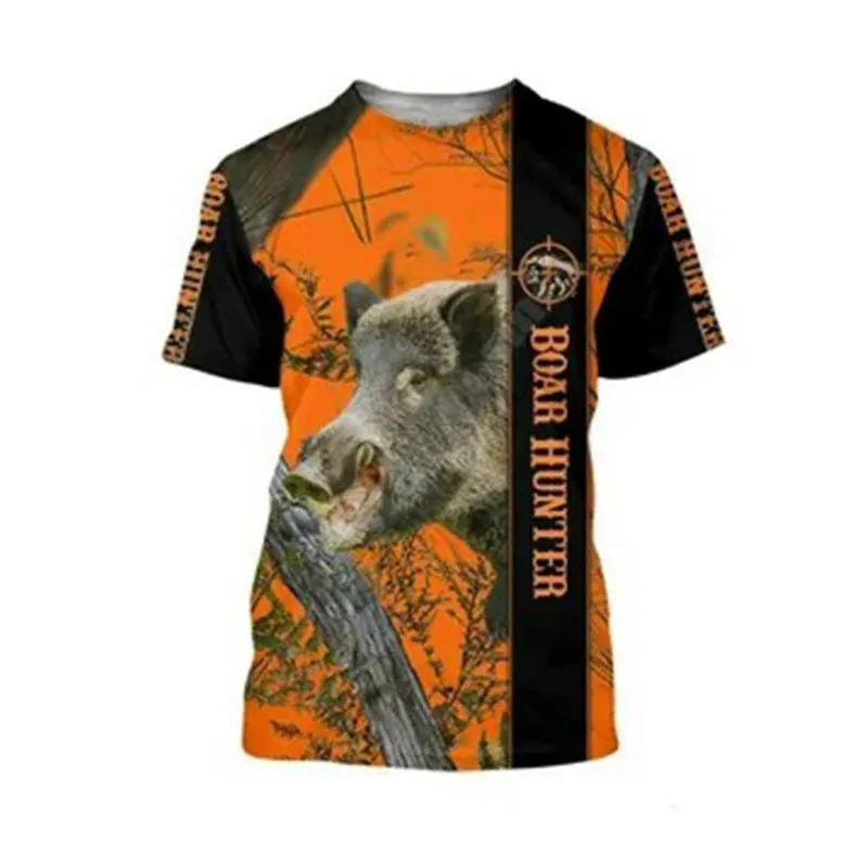 Xs- xl Jungle Animal 3D Camouflage Print Men's Casual Round Neck Short Sleeve  Quick Drying Oversized T-shirt.