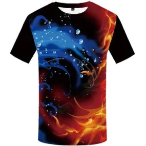 Yinyang T-shirt Men Flame Shirt Print Water Tshirts Cool Harajuku T shirts Funny Space Tshirt Anime Short Sleeve T shirts Unisex