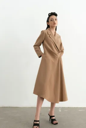 Yvette Wrap Notch Lapel Cotton Midi Dress