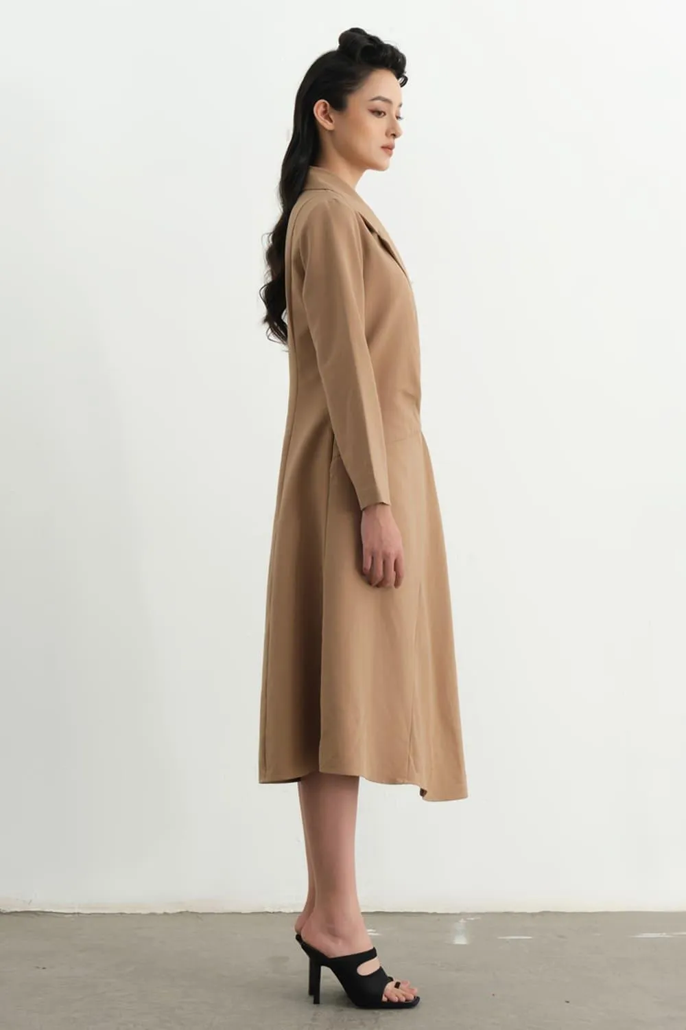 Yvette Wrap Notch Lapel Cotton Midi Dress